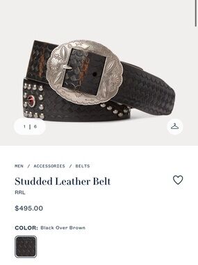 Ralph Lauren Double RL Black Over Brown Woven Leather Belt with Silver Buckle